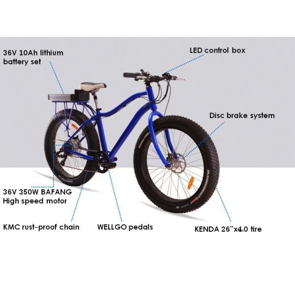 Aluminum 26 Inch Mountain Beach Electric Bicycle Ebike Fat Tire For Adults
