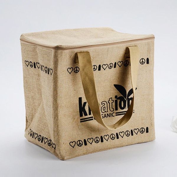 Lamination Polypropylene Coloured Jute Bags , Rectangle Natural Jute Tote Bag