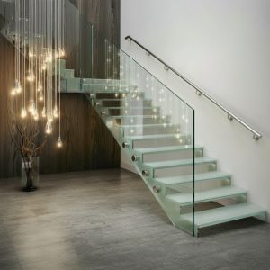 Sophisticated Stainless Steel Handrails with 1050mm Height for Glass Staircases