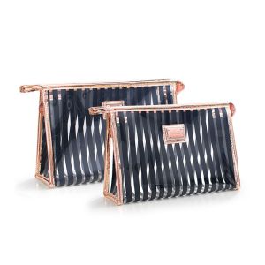 Quality Black Stripes Portable Washing Bag , Waterproof Transparent Makeup Bag for sale