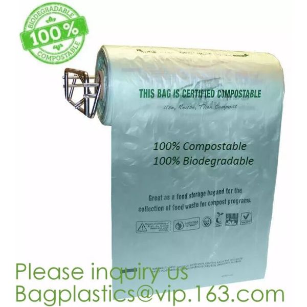 64 Gallon compostable trash bag biodegradable garbage bag, 0.9 Mil, 47"W x 60"H,cornstarch made 100% eco friendly direct