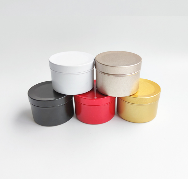 Matt Vamishing Red Color Tea Tin Boxes Round Empty Metal Tin Can