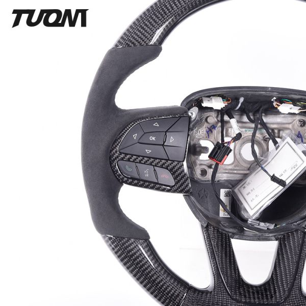 Matte Dodge Charger Black Alcantara Steering Wheel Custom Carbon Fiber