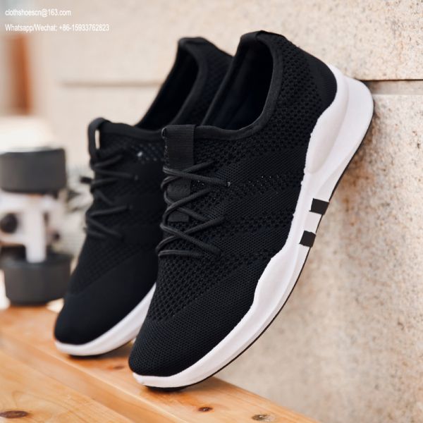 factory price cheap shoes 2019 New Design Lace-up Textile Fabric Men Sport Running Shoes