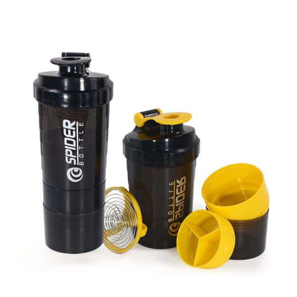 Custom Logo 650ml Black Three Layers Fitness BPA Shaker Cup