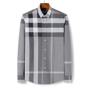 China 2023 Solid Grey Check Men's Casual Dress Shirt in Spring and Autumn for S-2XL Mens Shirts on sale