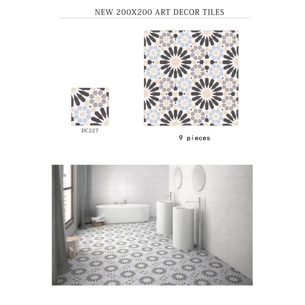 Gray and Blue 20x20cm Ceramic Rustic Tile for Bathroom Floor and Wall