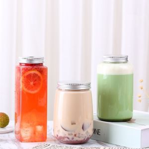 12oz Clear 49mm Straw Hole Disposable Plastic Jars