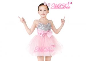 China Kids Ballet Dance Costume Party Pink Dress Camisole Sequin Big Bow For Girls on sale