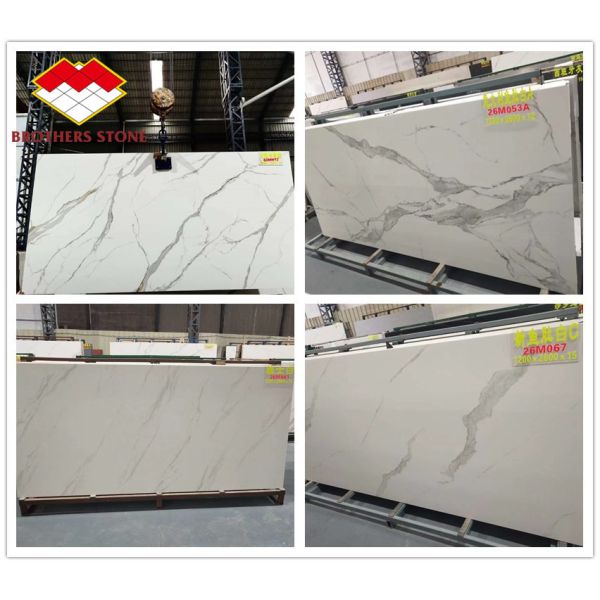 MOHS 6-7 Hardness White Marble Look Porcelain Tile Stairs with Customized Design