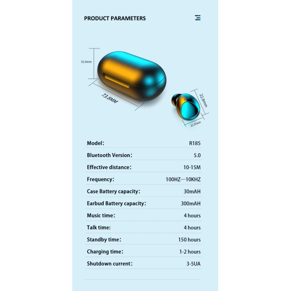 Wireless Charging CE approve Wireless Earphones For Running R185