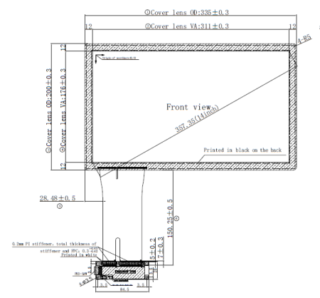 14inch Multi Touch USB PCAP Touch Panel with 16:10 Ratio and COB type Touch