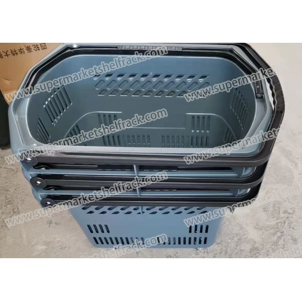 395MM 45L Grocery Handheld Shopping Baskets With Handles Roller Container