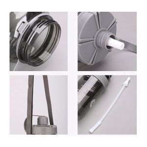 2L Large Capacity Plastic Water Bottle Straw Bottle ‎Glossy Finish