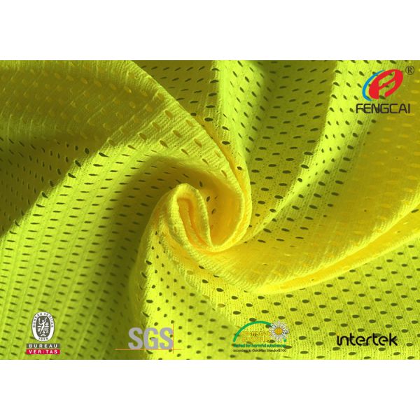 Breathable Tricot Knitted Safety Yellow Fabric Fluorescent Cloth Free Sample