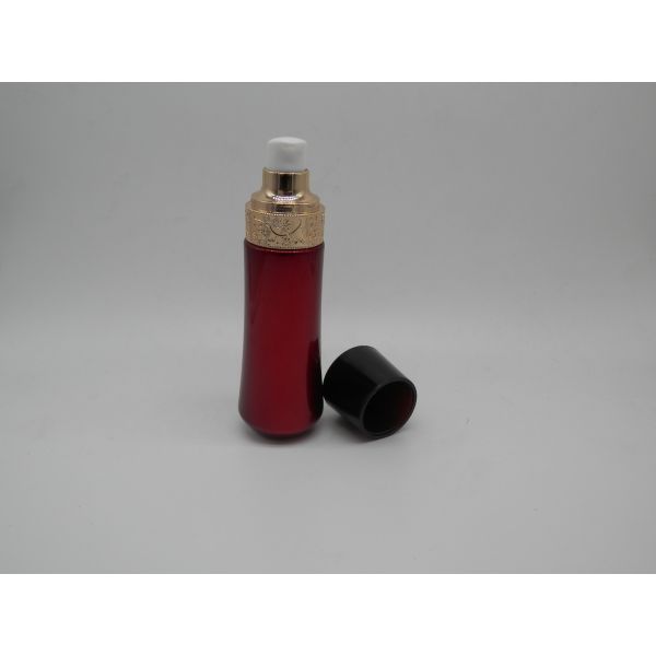Red Color Cosmetic Glass Bottles With 50ml 100ml 120ml Capacity For Anti Aging Cream