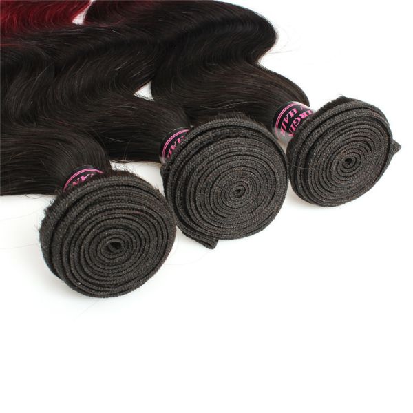 Unprodussed Remy Indian Virgin Hair Weft Body Wave Ombre Color 1B/99J
