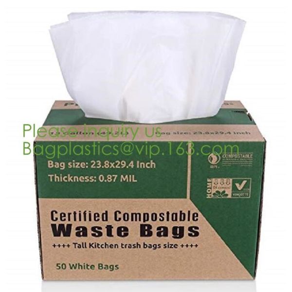 64 Gallon compostable trash bag biodegradable garbage bag, 0.9 Mil, 47"W x 60"H,cornstarch made 100% eco friendly direct