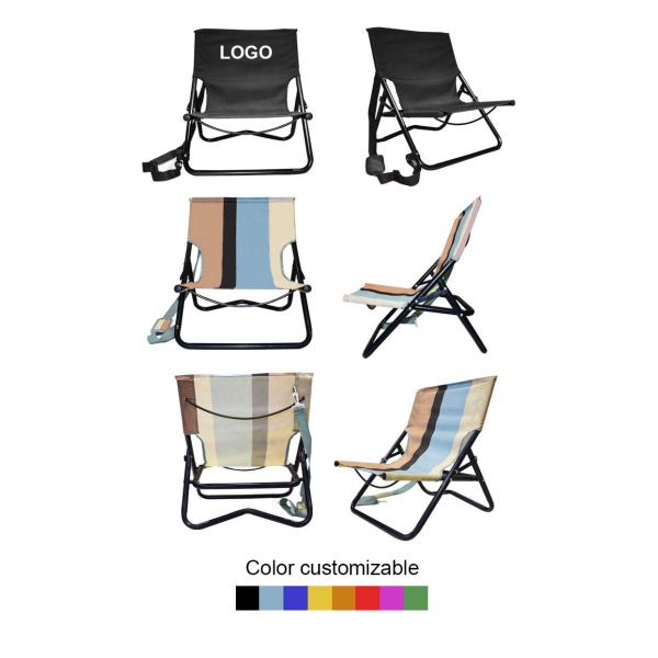 44.5*48*55.5CM Oxford Cloth Sea Low Beach Chair With Stripe Low Folding Beach Chairs