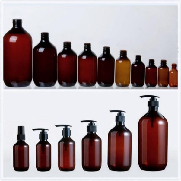 Amber Shampoo PET Plastic Packaging Bottle 30ml 50ml 60ml 100ml 150ml 200ml 250ml
