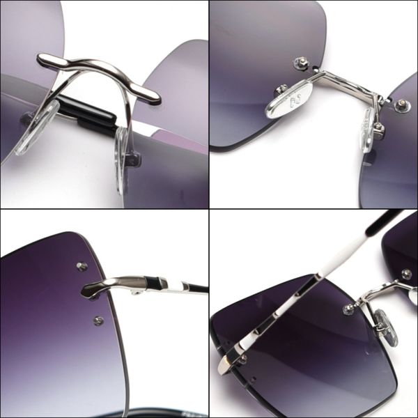 UV400 Gradient Rimless Sunglasses Fashion Rivets Square Polarized Sunglasses