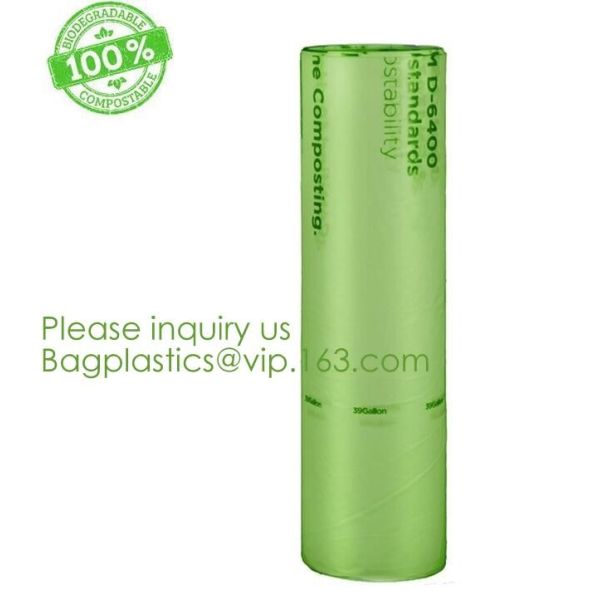 64 Gallon compostable trash bag biodegradable garbage bag, 0.9 Mil, 47"W x 60"H,cornstarch made 100% eco friendly direct