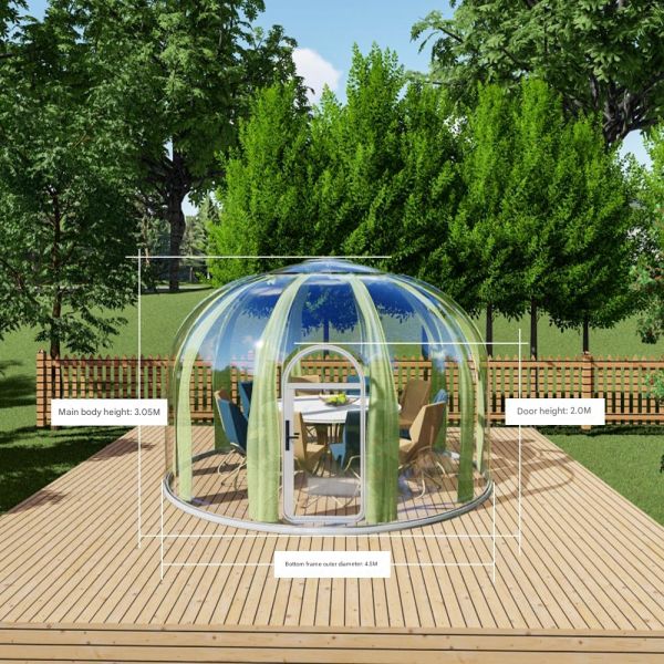 Transparent Extended Star Room Bubble House as Fire Protection for Camping and Moisture/Sun Protection