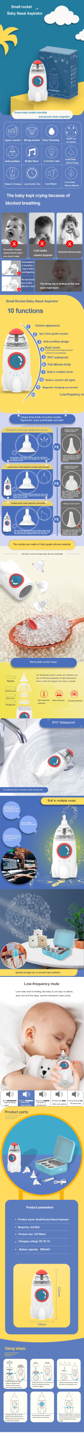 Hygienic Health Electric Nose Cleaner Baby Nasal Aspirator Booger Picker Suction Snot Sucker For Congestion Relief