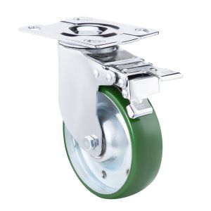 China Medium Heavy Duty PU Caster Wheels 4/5/6 200–300kg Load Double Ball Bearing Swivel Casters with Steel Core on sale