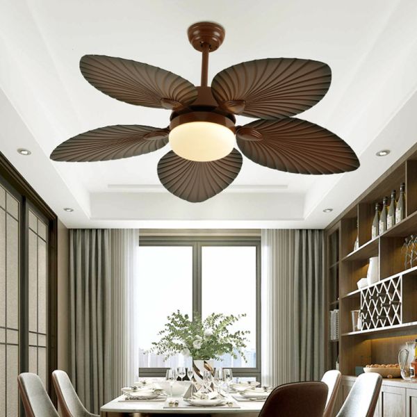 52 Inch Vintage Palm Ceilings Fan with LED Lights and Remote Control Color ceiling fan light remote(WH-CLL-35)