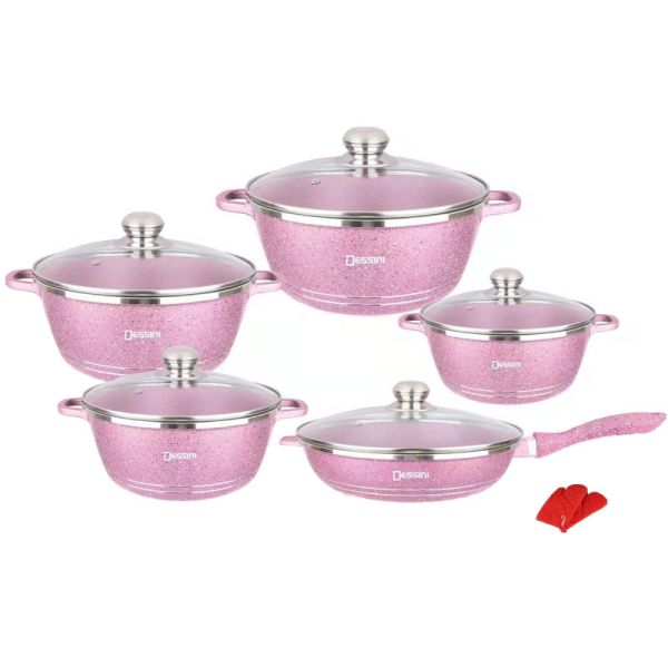 Cheap Cast 12 PCS Medical Stone Cooking Pot Set Dessini Non Stick Cookware Set Ollas Aluminum Induction Cookware Sets