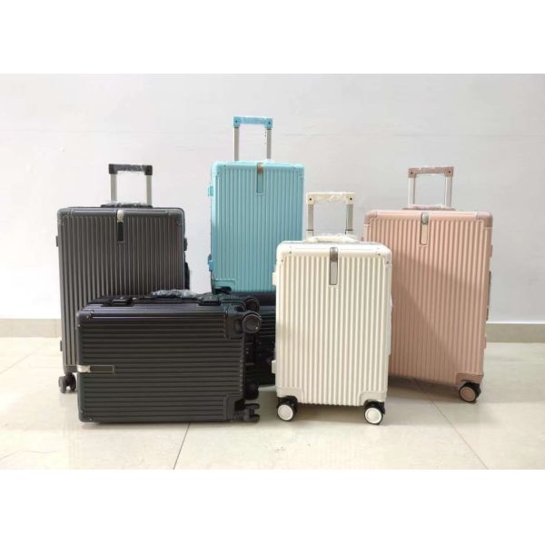 Aluminum Frame Stock Luggage Fashion Design 6 Colors High Capacity Hot Sell 3 Sizes ABS+PC Material Weightless Hard