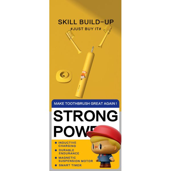 Kids Electric Toothbrush Waterproof IPX7 42,000 VPM With 4 Modes