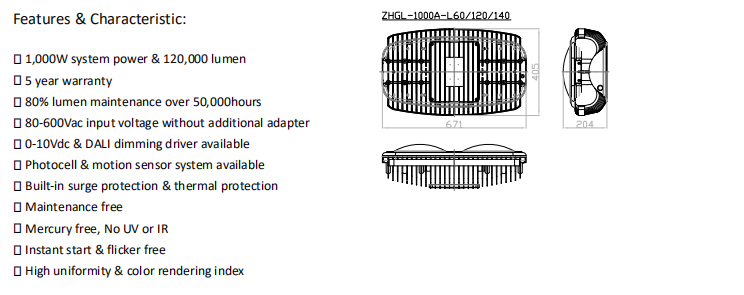 1000w Outdoor LED Stadium Lights Baseball Field Sports Lighting With High Lumen Output