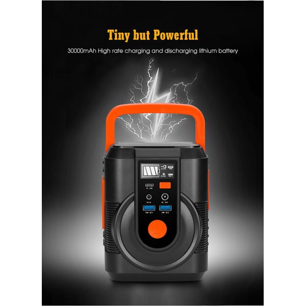 100W Solar Portable Power Station Battery 110V 220V Generator For Outdoor Camping