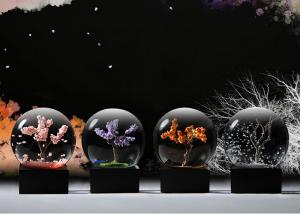 China Ball Shape Crystal Decoration Crafts Designed With Four Seasons Tree on sale