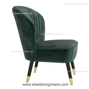 Velvet Upholstered 78cm Armless Iron Green Accent Armchair