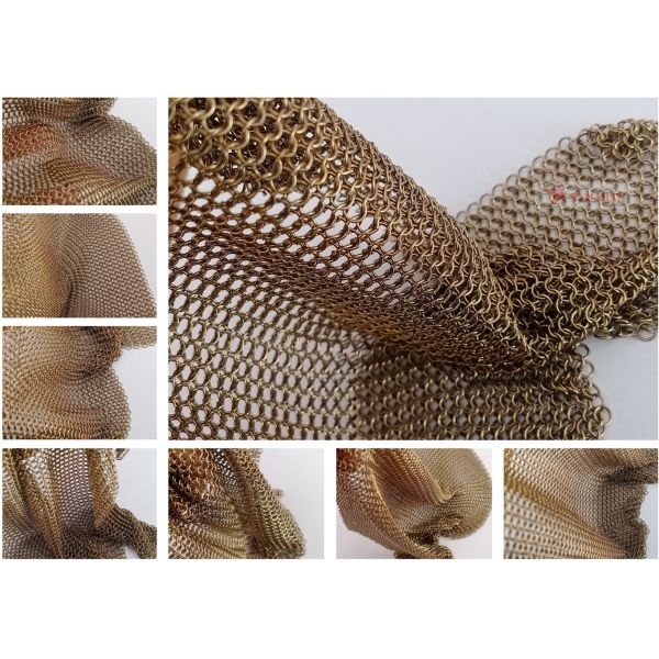 Brass Color Chainmail Mesh Curtain Interior Space Decoration 0.53MM 3.81MM