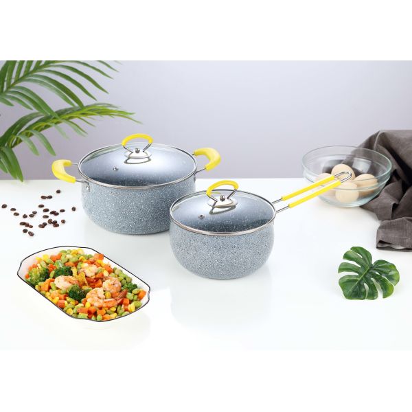 Non Stick Stainless Steel Cookware Sets With Marble Coating Pan