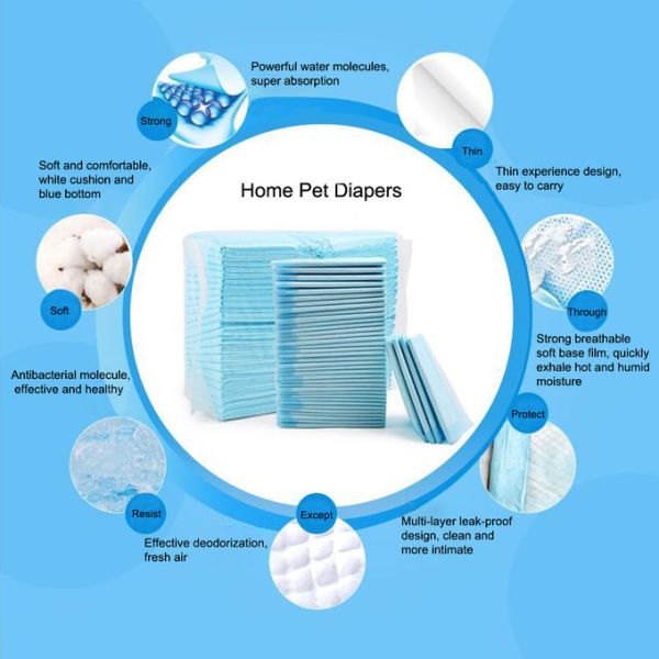 Breathable Eco Friendly Pet Underpads SAP Water Lock Disposable Pee Pads