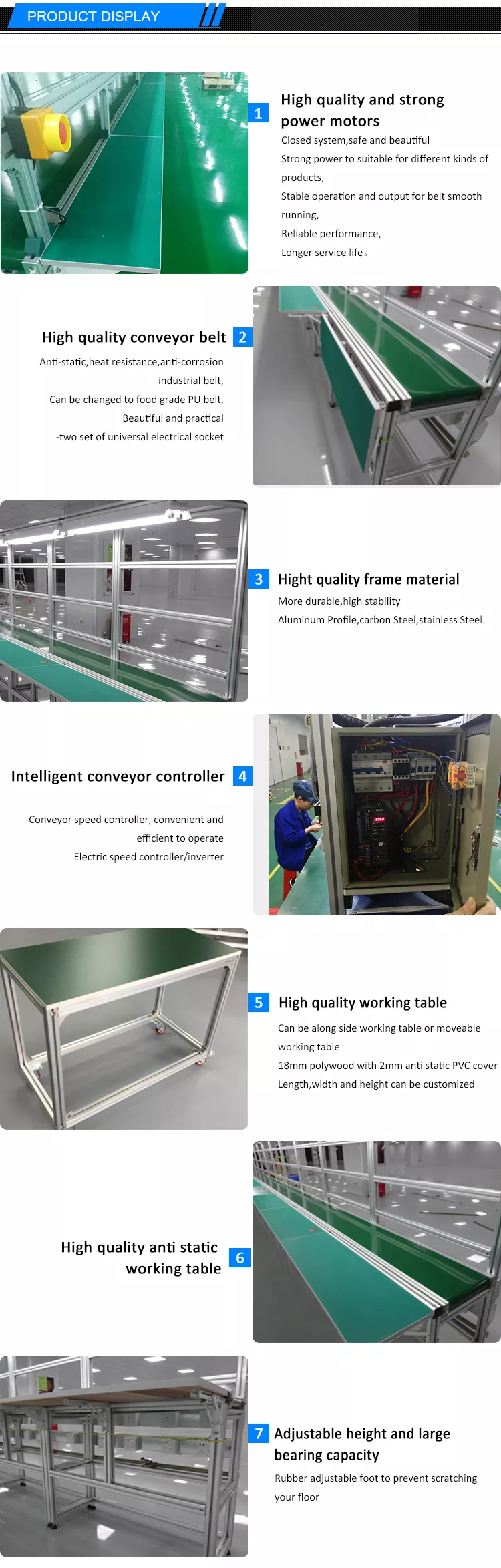 CYCJET 1.5 Meters Food Packaging Conveyor Belt Production Line Conveyor Belt Table