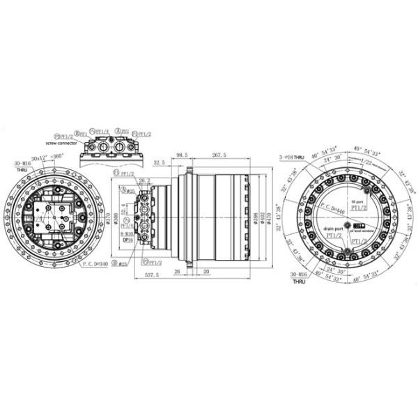 Daewoo DH300-7 Excavator Travel Motor Final Drive Assembly Gearbox K1001992