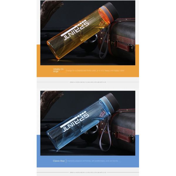 Customized Logo Lightweight Plastic Travel Water Bottle Outdoor Sports Water Bottle 500ml/650ml/750ml/1000ml/1200ml With Rope Multifunctional