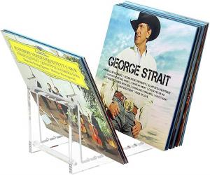China Perspex Acrylic Cd Display Rack Tower Vinyl Record Shelf Record Dvd Album Display Stand on sale