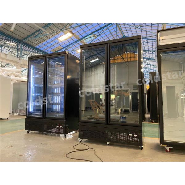 Double Door Vertical Refrigerator Showcase Energy Drink Cold Storage Display Fridge