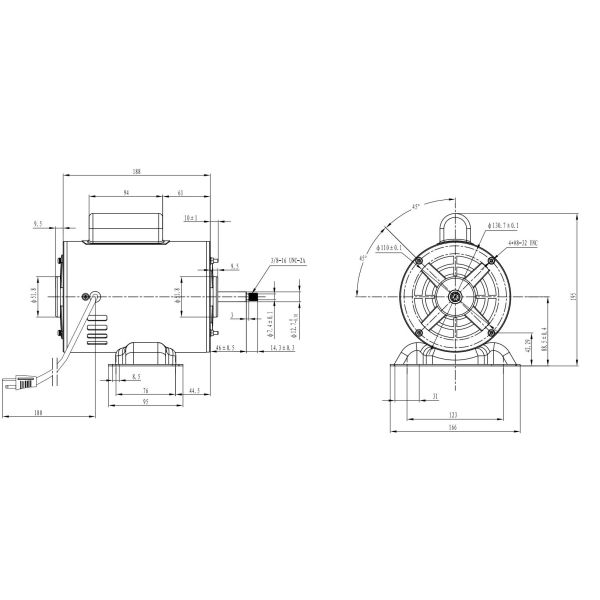 115VAC 60Hz Water Pump Motor , Thermal Protected Electric Water Motor With Foot Support