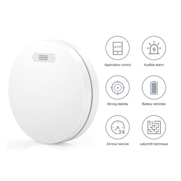 Tuya WiFi Smoke Detector Ultra Thin Battery Operated Fire Alarm Detector Sensor