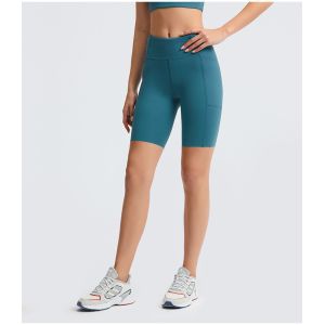 BSCI Womens Workout Shorts Free Cut Nylon Spandex Biker Shorts With Phone Pocket