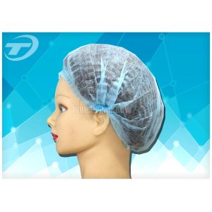 Non - woven MOB / clip cap , single elastic , blue color , CE and ISO certificated