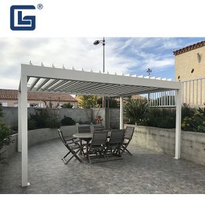 Quality IP67 Rainproof Electric Louvered Pergola Waterproof Retractable Roof PVDF Coating for sale